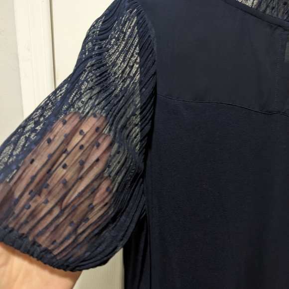 RW&CO. | Short Sleeve Top with Lace Sleeves - Picture 5 of 9